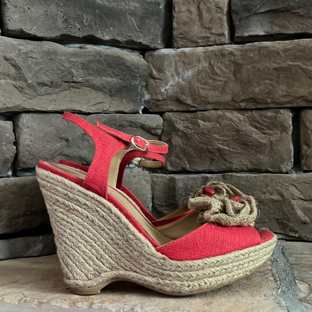 Jon Josef Red Peep Toe‎ Wedge Sandal / SZ 10